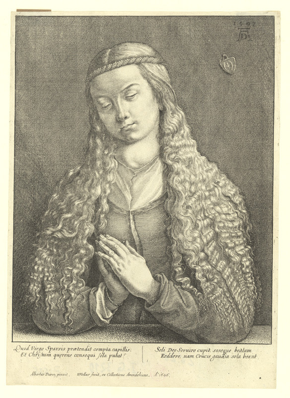 Václav Hollar - Dívka s rozpuštěnými vlasy, podle Albrechta Dürera 