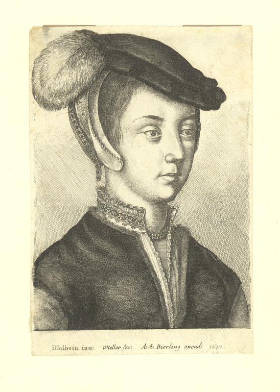Václav Hollar - Dáma v klobouku, podle Hanse Holbeina 