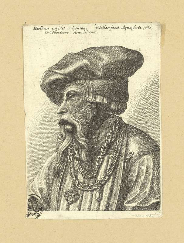 Václav Hollar - Muž v baretu s dlouhými kníry, podle Hanse Holbeina 